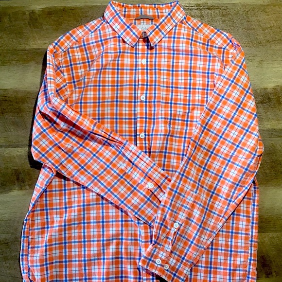Columbia Other - Columbia Mens XL Blue Orange Plaid 100% Cotton Long Sleeve Button Down Shirt